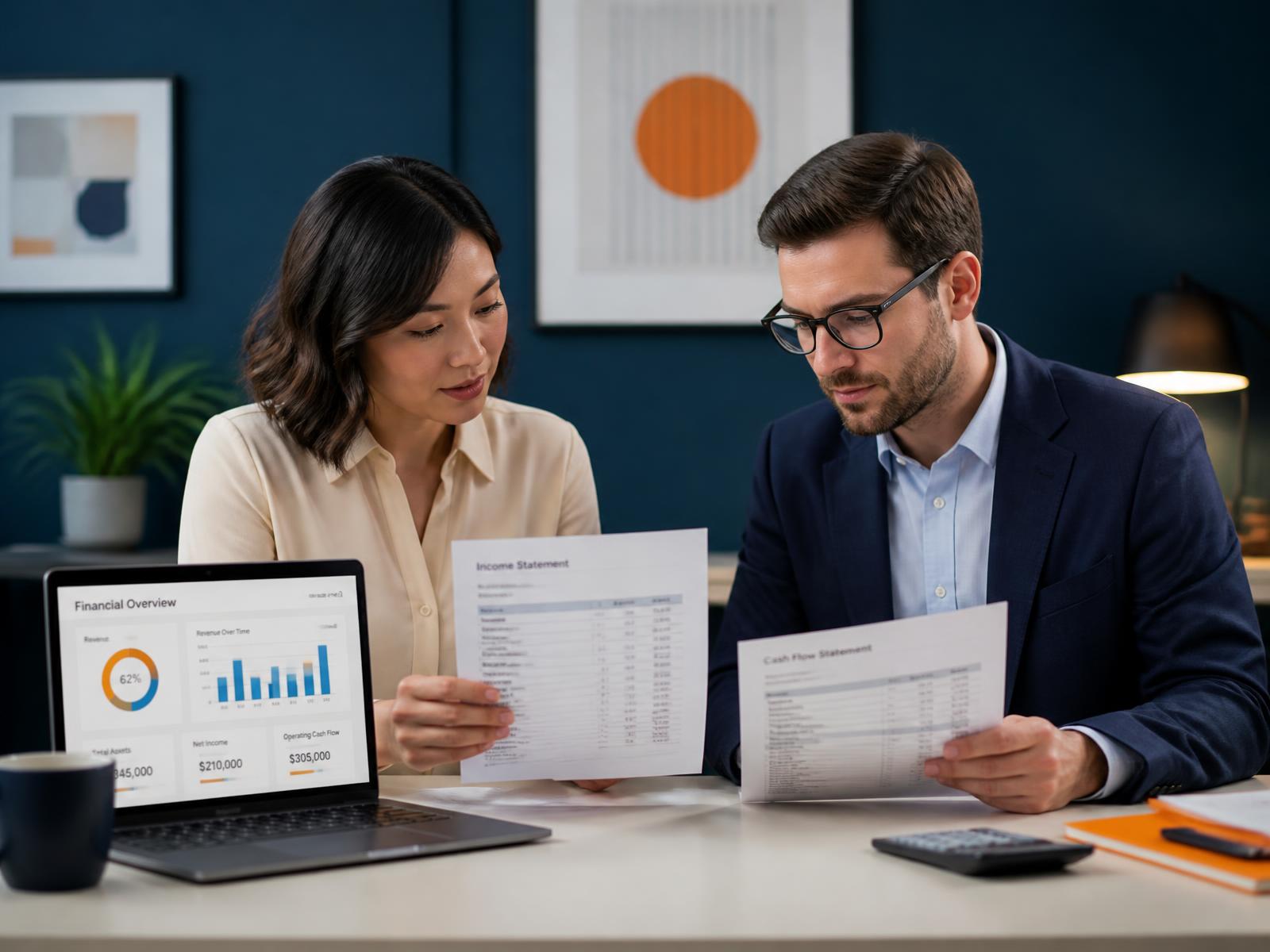 Tribus bookkeepers reviewing monthly financial statements for a client